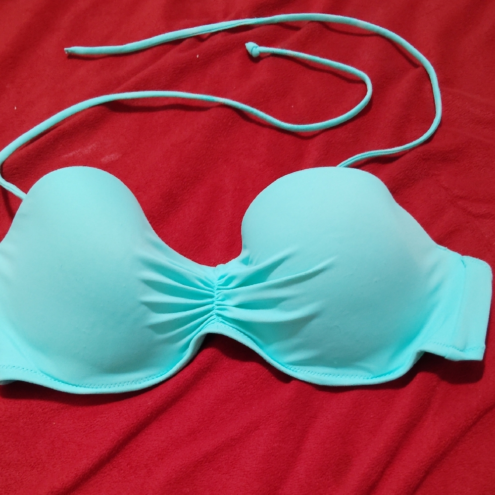 Victoria's Secret Blue Bikini Bandeau Top with Underwire Support
